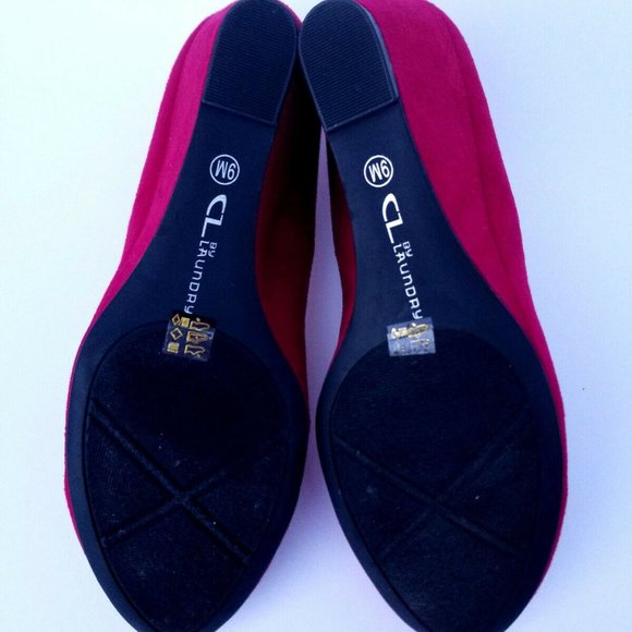 NEW CHINESE LAUNDRY Red Suede Nima Wedge 9 - Picture 4 of 4